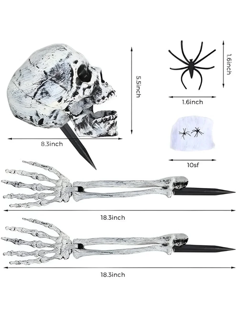 Scary Halloween Decorations Outdoor Skeleton Arms and Hands Life Size Skeleton